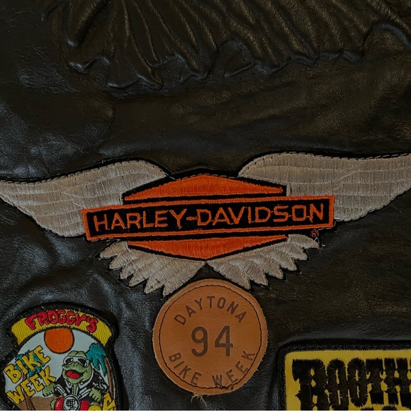 All American Rider Leather Vest Sz XXXL Harley-Davidson Patches Daytona 1994 - Picture 6 of 14